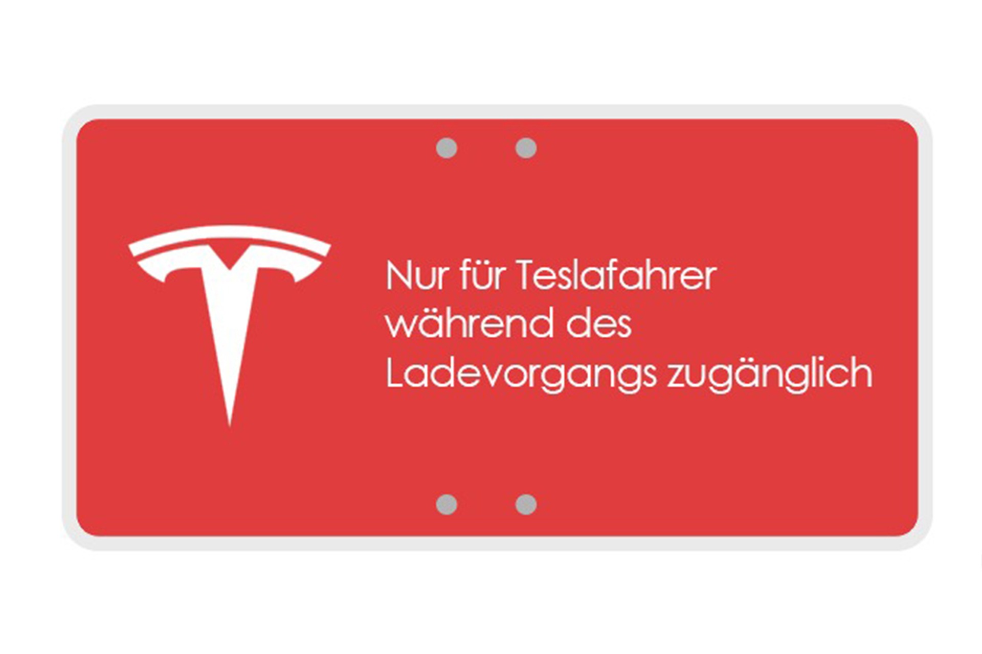 Foto: Tesla-Hinweisschild "Nur für Teslafahrer während des Ladevorgangs zugänglich" | © Greenspeed.de